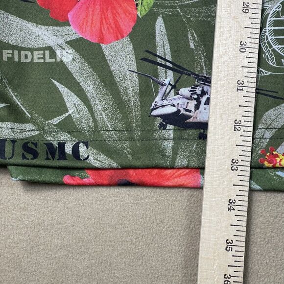 AE Sport Shirt Mens XXL Green US Marines Hawaiian Button Up Beach Adult - Picture 6 of 10